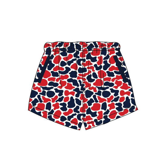 Baby Boys Red Navy Camo Team Pockets Shorts Bottom Preorder