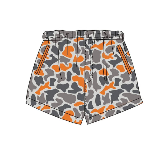 Baby Boys Grey Orange Camo Team Pockets Shorts Bottom Preorder
