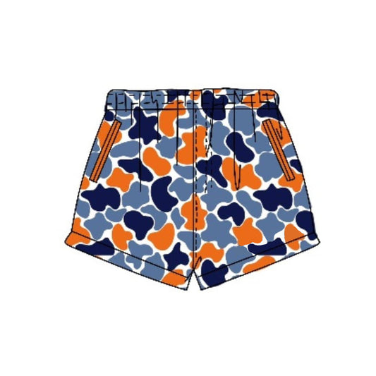 Baby Boys Navy Orange Camo Team Pockets Shorts Bottom Preorder