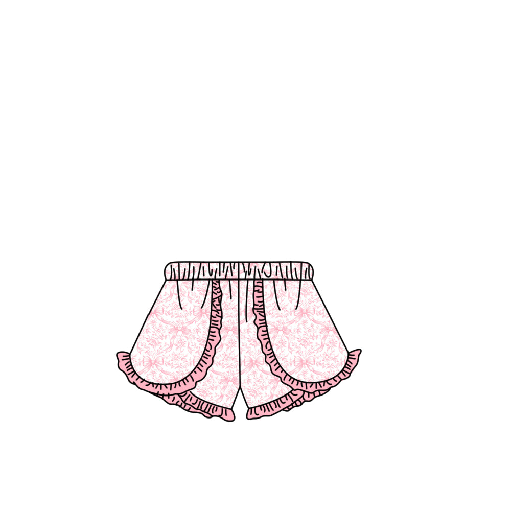 Baby Girls Pink Flowers Bows Ruffle Shorts Bottom Preorder
