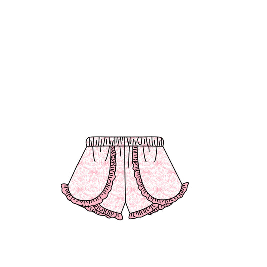 Baby Girls Pink Flowers Bows Ruffle Shorts Bottom Preorder