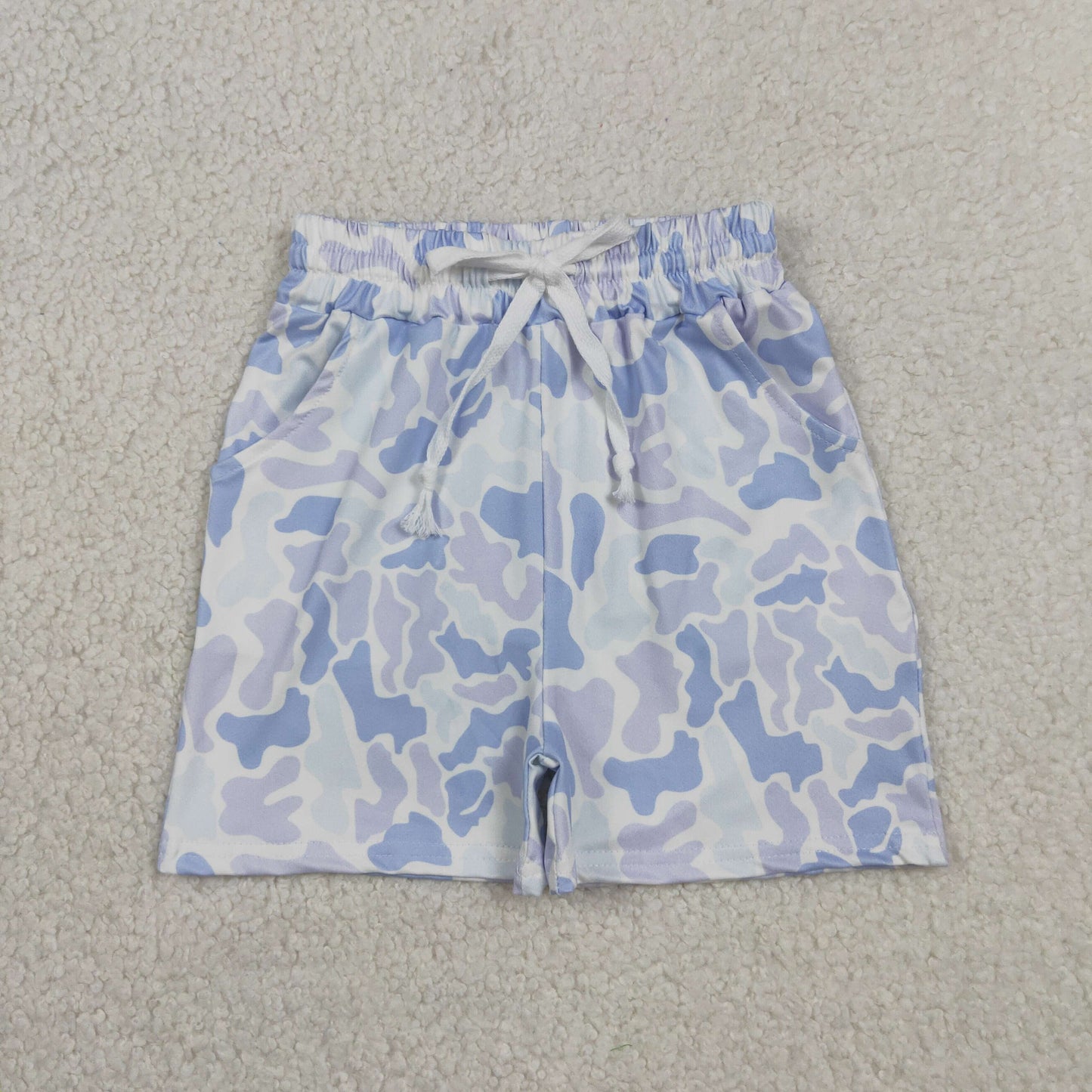 Sibling Baby Boys Dog Fishing Light Blue Camo Polo Top Pockets Shorts Hunting Clothes Set