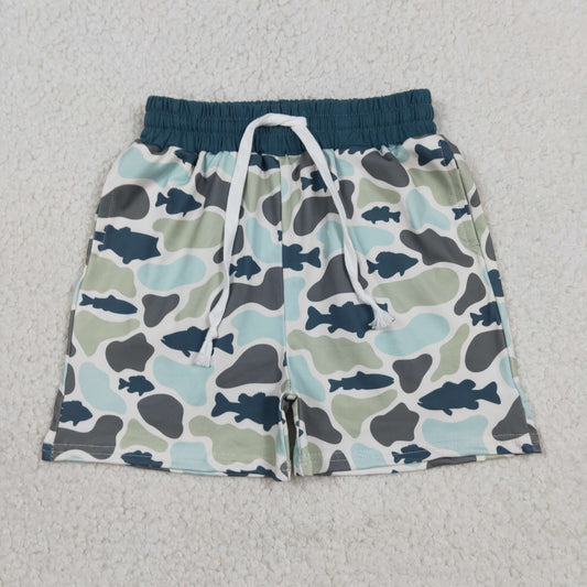 Baby Boys Southern Green Camo Fishes Hunting Shorts Bottom