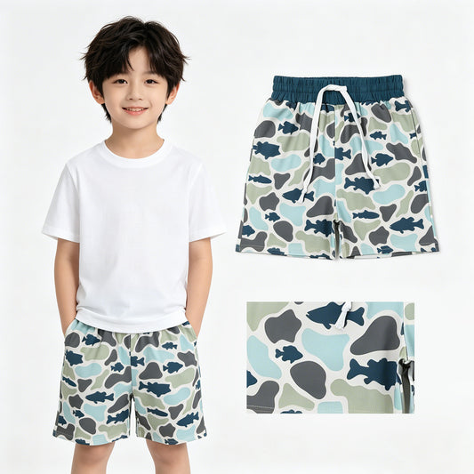 Baby Boys Southern Green Camo Fishes Hunting Shorts Bottom