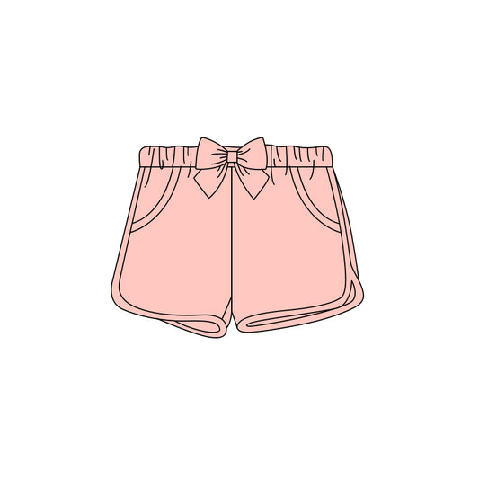 Baby Girls Pink Bow Top Pockets Shorts Bottom Preorder