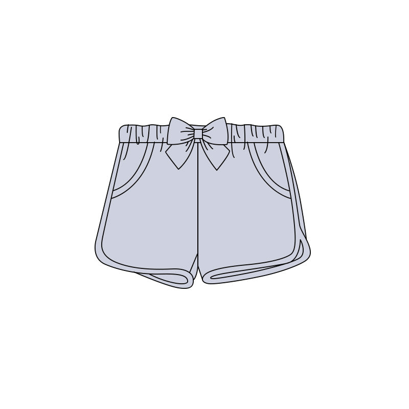 Baby Girls Light Blue Bow Top Pockets Shorts Bottom Preorder