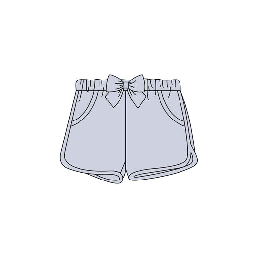 Baby Girls Light Blue Bow Top Pockets Shorts Bottom Preorder