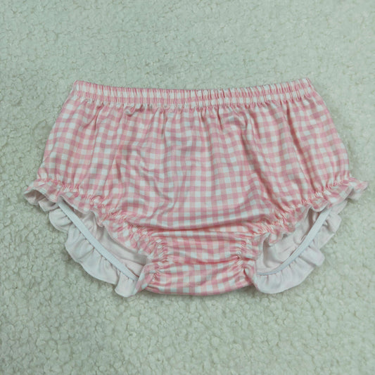Baby Girls Light Pink Checked Bummies Shorts Bottom