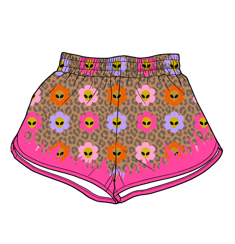 Adult Women ET Flowers Yoga Active Shorts Bottom Preorder