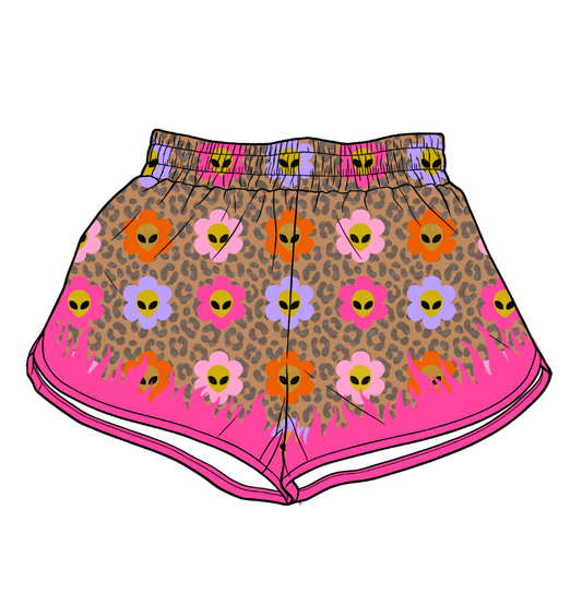 Adult Women ET Flowers Yoga Active Shorts Bottom Preorder