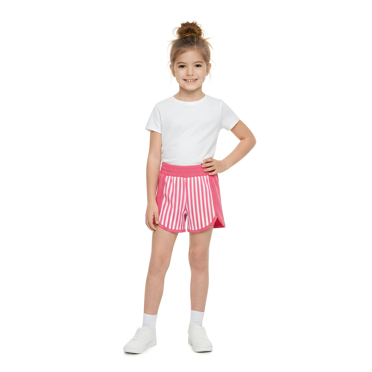 Baby Girls Pink Stripe Yoga Active Shorts Bottom