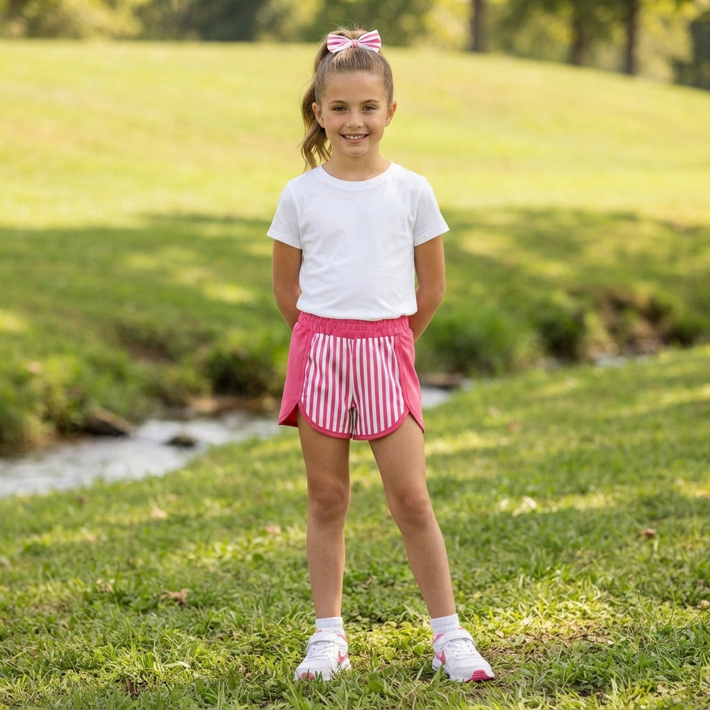 Baby Girls Pink Stripe Yoga Active Shorts Bottom
