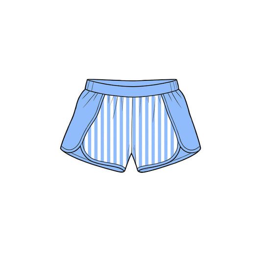 Preorder moq 5 Baby Girls Blue Stripe Yoga Active Shorts Bottom