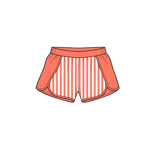 Preorder moq 5 Baby Girls Orange Stripe Yoga Active Shorts Bottom