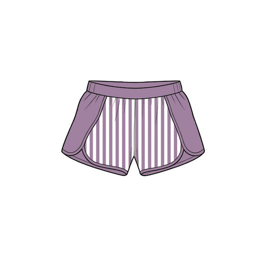 Preorder moq 5 Baby Girls Purple Stripe Yoga Active Shorts Bottom