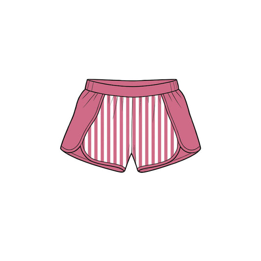 Preorder moq 5 Baby Girls Hot Pink Stripe Yoga Active Shorts Bottom