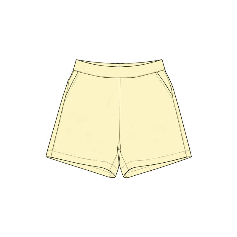 Preorder moq 5 Baby Girls Yellow Yoga Active Pockets Short Bottoms