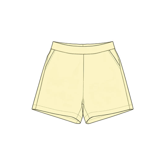 Preorder moq 5 Baby Girls Yellow Yoga Active Pockets Short Bottoms