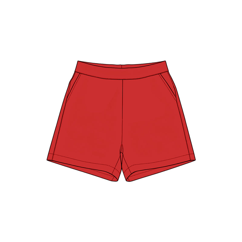 Preorder moq 5 Baby Girls Red Yoga Active Pockets Short Bottoms