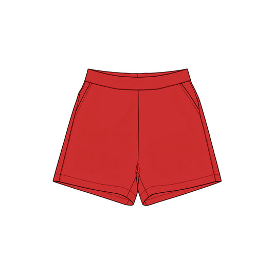 Preorder moq 5 Baby Girls Red Yoga Active Pockets Short Bottoms