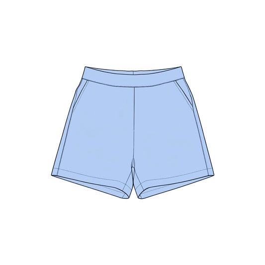 Preorder moq 5 Baby Girls Light Blue Yoga Active Pockets Short Bottoms