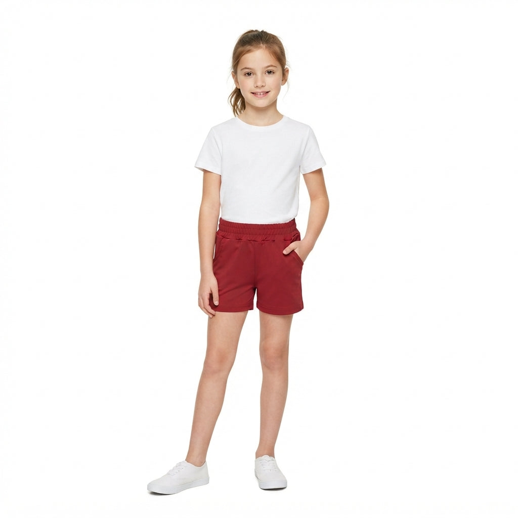 Baby Girls Maroon Yoga Active Pockets Short Bottoms