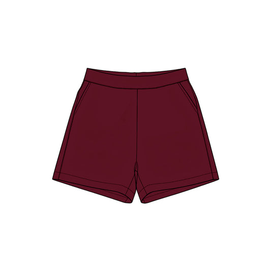 Preorder moq 5 Baby Girls Maroon Yoga Active Pockets Short Bottoms