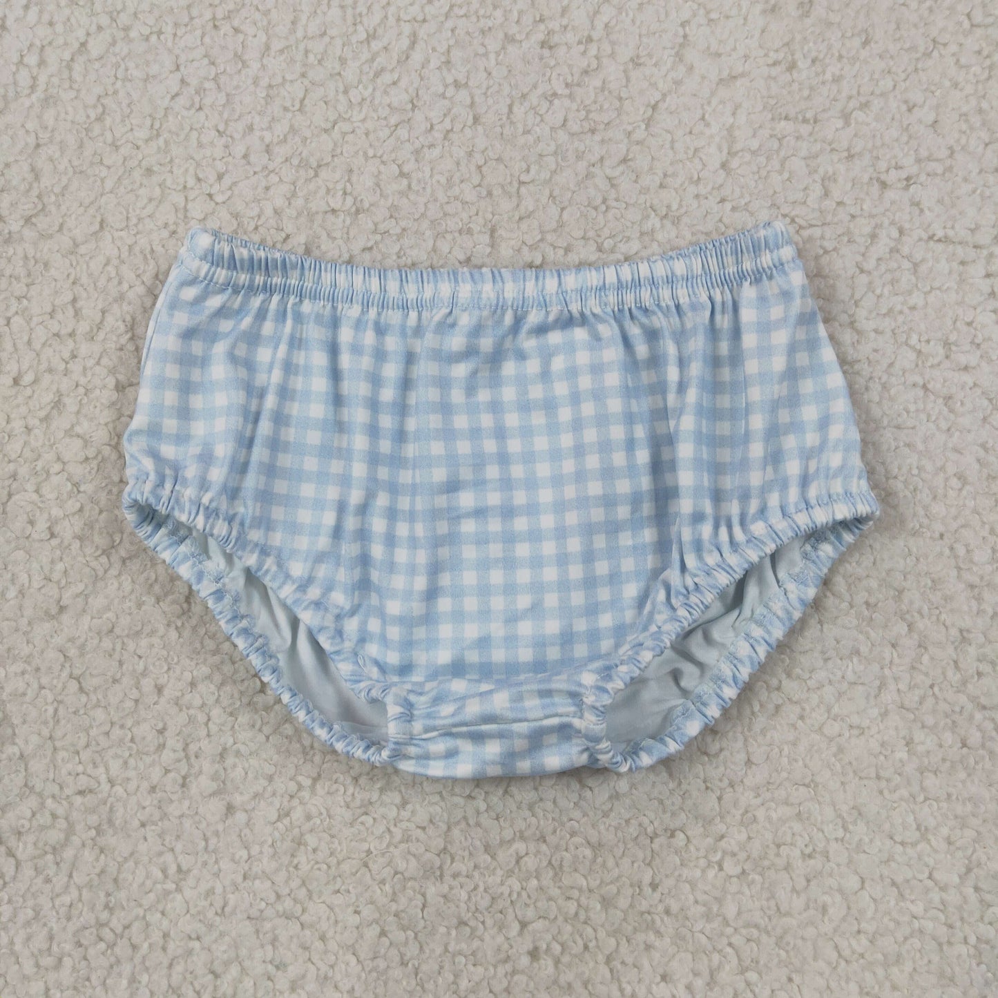 Baby Boys Light Blue Checked Bummies Shorts Bottom