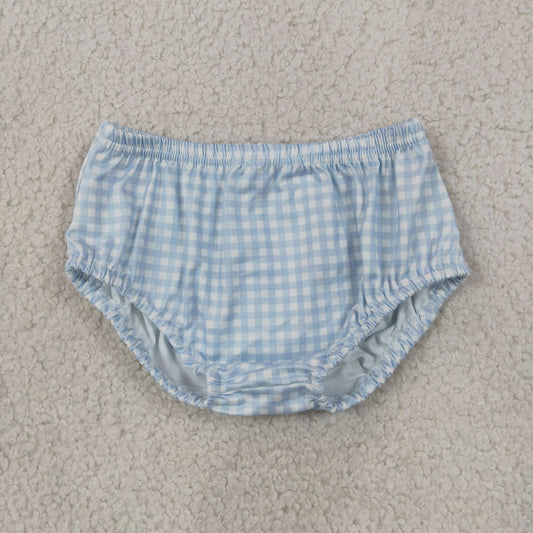 Baby Boys Light Blue Checked Bummies Shorts Bottom