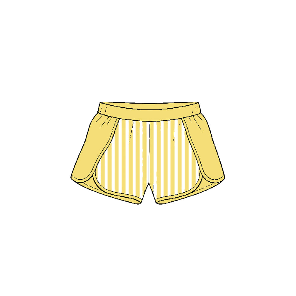 Preorder moq 5 Baby Girls Yellow Stripe Yoga Active Shorts Bottom