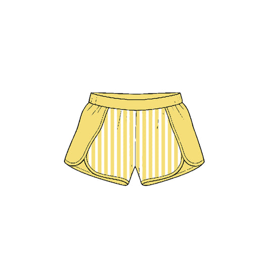 Preorder moq 5 Baby Girls Yellow Stripe Yoga Active Shorts Bottom