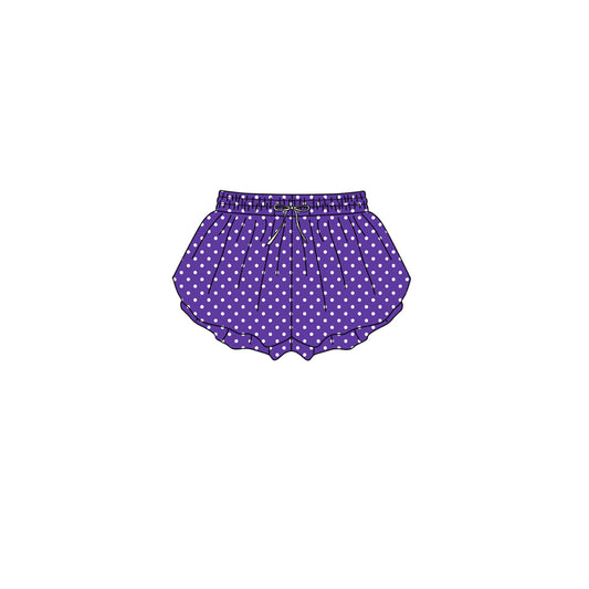 Preorder moq 5 Baby Girls Purple Polka Dots Butterfly Yoga Active Shorts Bottom