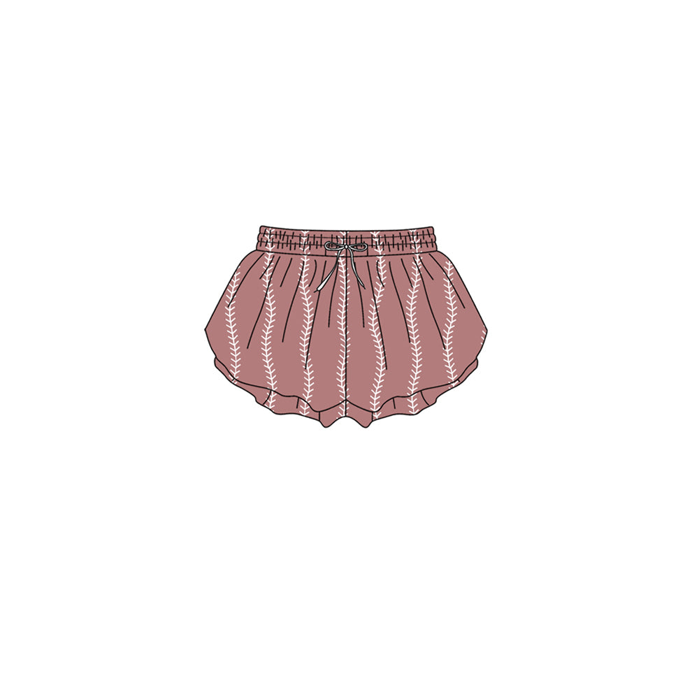 Preorder moq 5 Baby Girls Baseball Print Team Butterfly Yoga Active Shorts Bottom