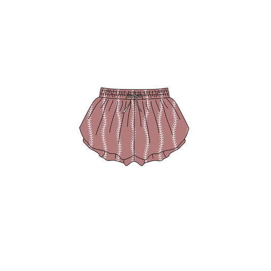 Preorder moq 5 Baby Girls Baseball Print Team Butterfly Yoga Active Shorts Bottom