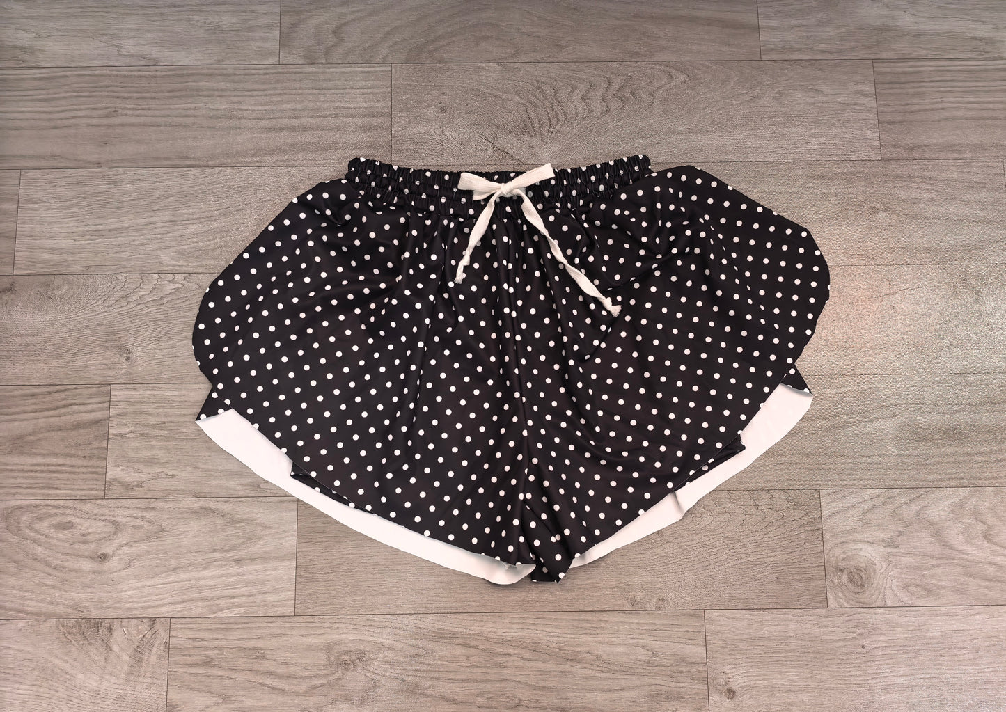 Preorder Adult Women Black Polka Dots Yoga Active Butterfly Shorts Bottom