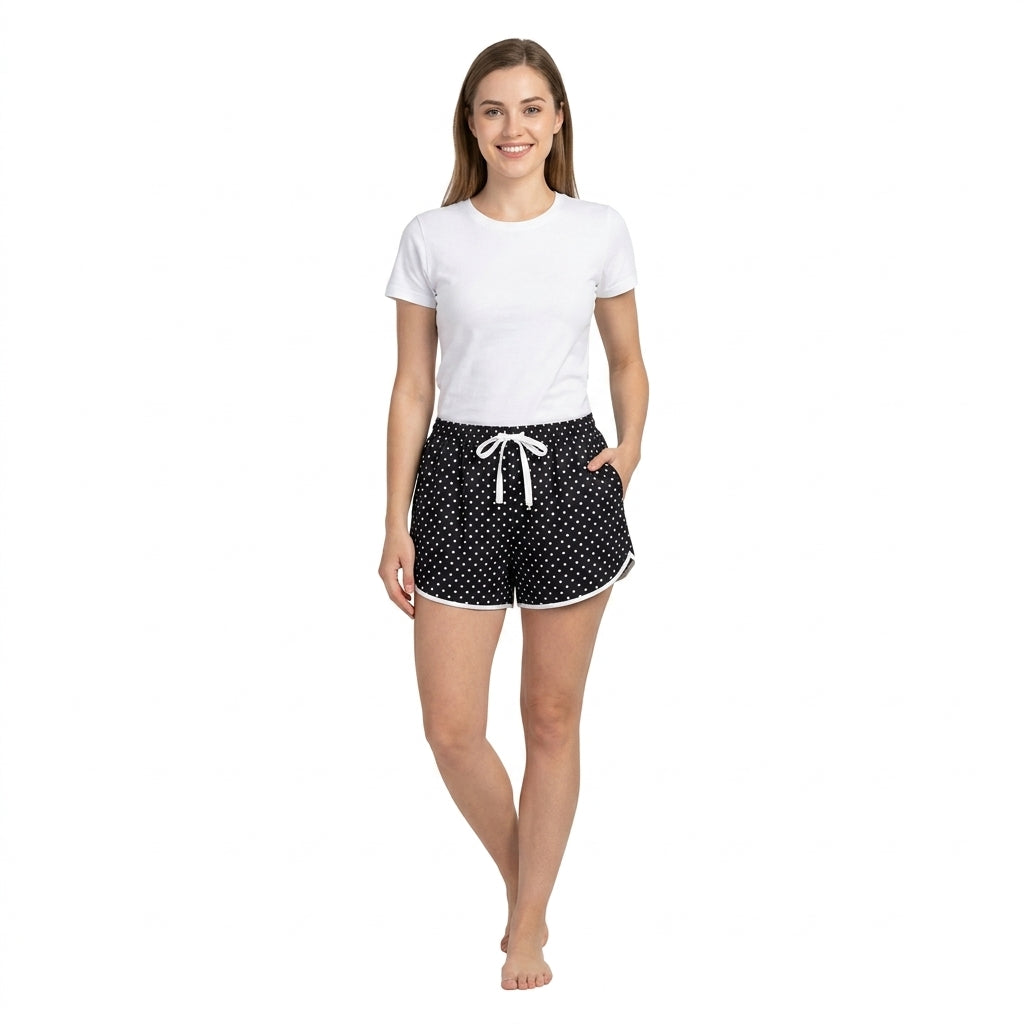 Adult Women Black Polka Dots Yoga Active Butterfly Shorts Bottom