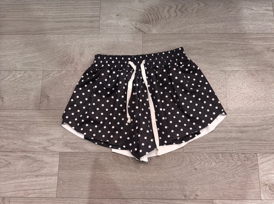 Preorder Adult Women Black Polka Dots Yoga Active Butterfly Shorts Bottom