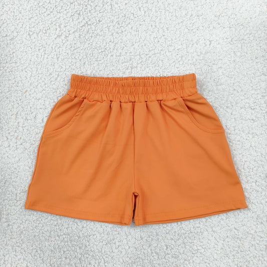 Baby Girls Orange Pockets Yoga Active Shorts Bottom