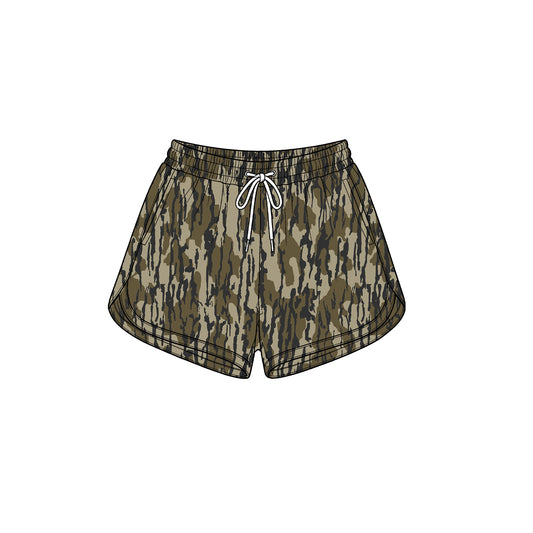 Preorder moq 5 Adult Women Wood Camo Yoga Active Pockets Shorts Bottom