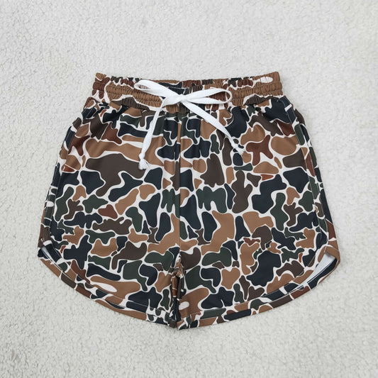 Adult Women Dark Brown Camo Yoga Active Pockets Shorts Bottom