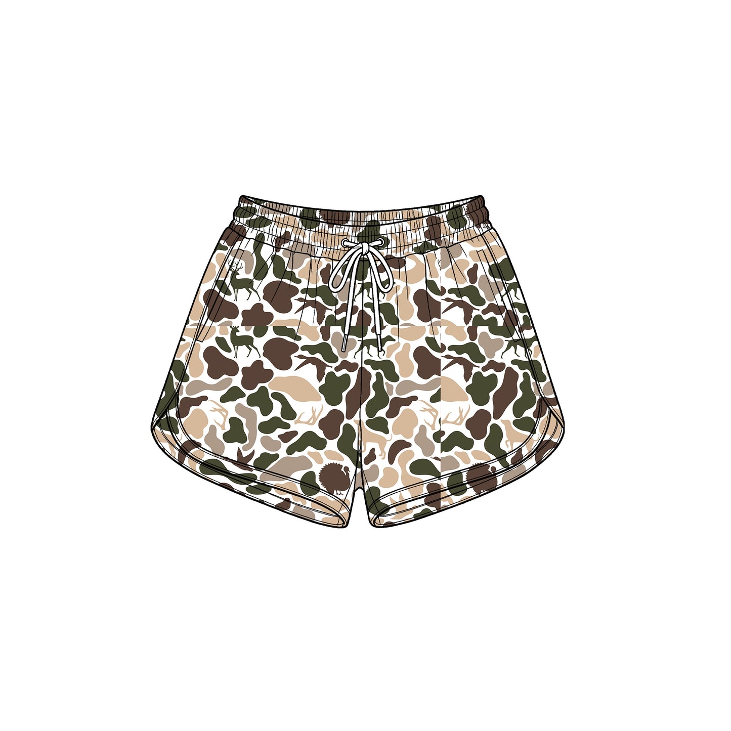 Preorder moq 5 Adult Women Deer Dogs Ducks Camo Yoga Active Pockets Shorts Bottom