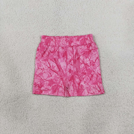 Baby Girls Pink Leaves Camo Pockets Short Bottom