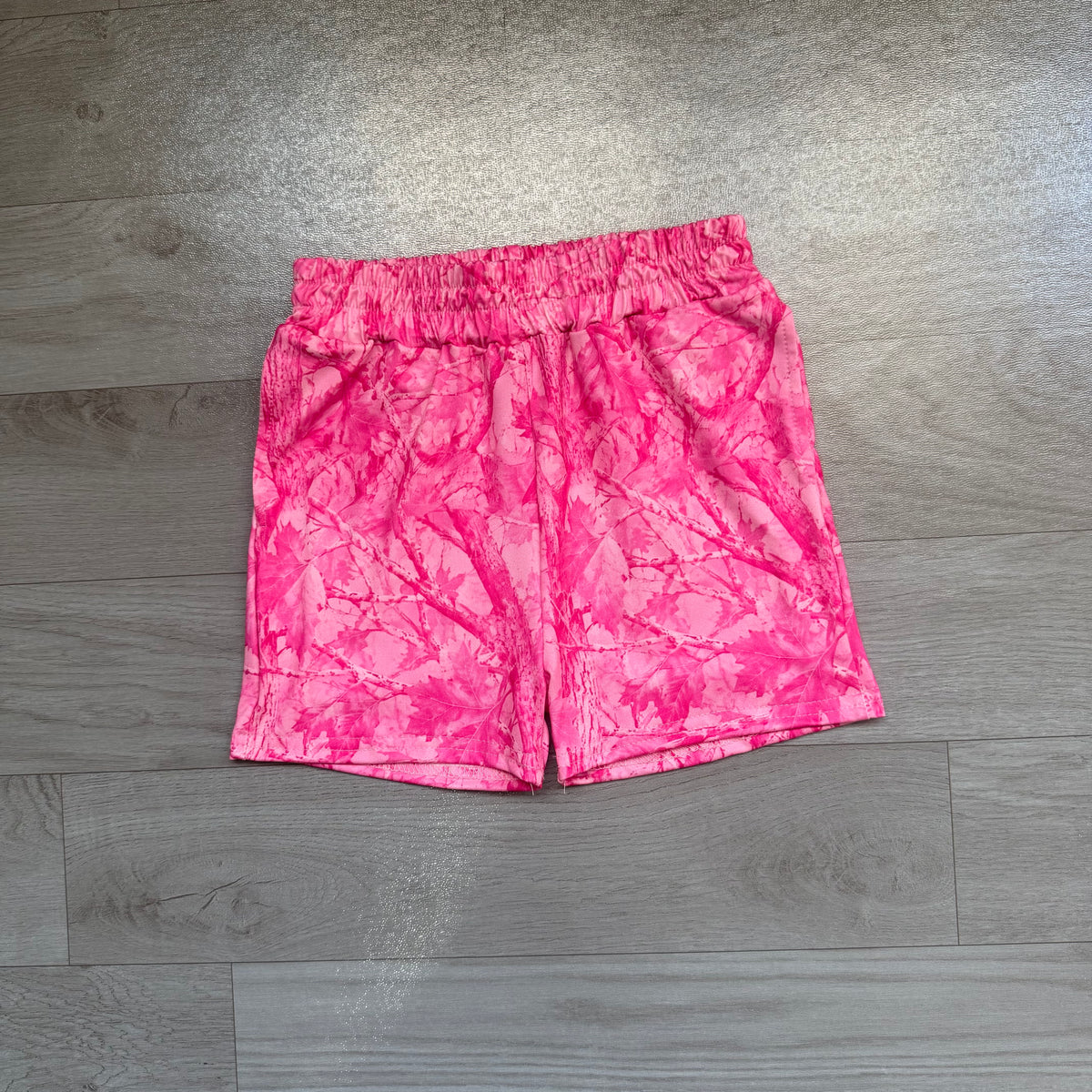 Baby Girls Pink Leaves Camo Pockets Short Bottom Preorder
