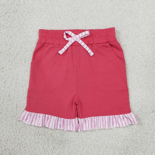 Baby Girls Watermelon Red Stripe Pockets Bow Shorts Bottom