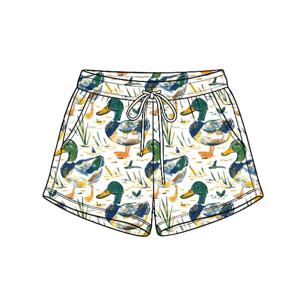 Preorder moq 5 Baby Boys Ducks Plaid Hunting Pockets Shorts Bottom