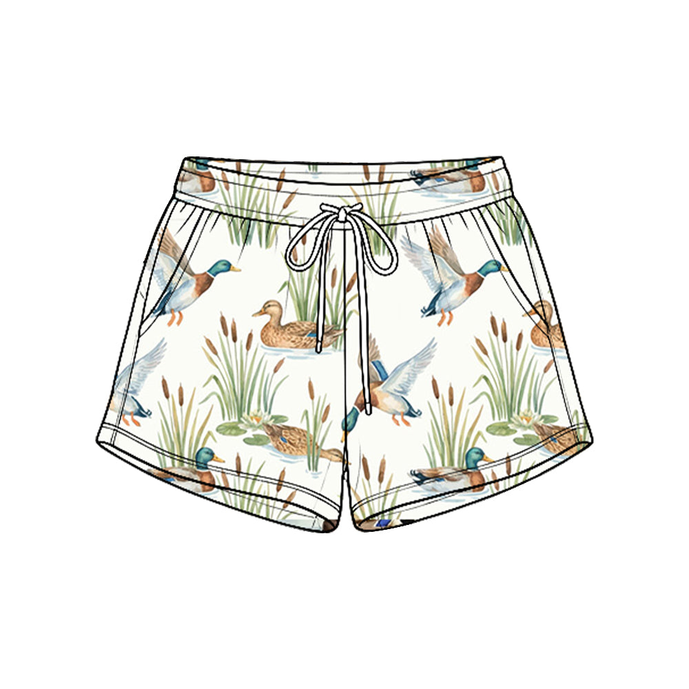Preorder moq 5 Baby Boys Ducks Plaid Hunting Pockets Shorts Bottom