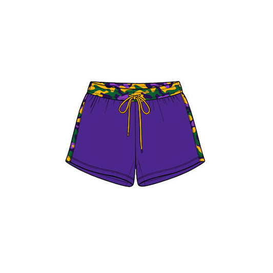 Preorder moq 5 Baby Boys Mardigras Camo Purple Pockets Shorts Bottom