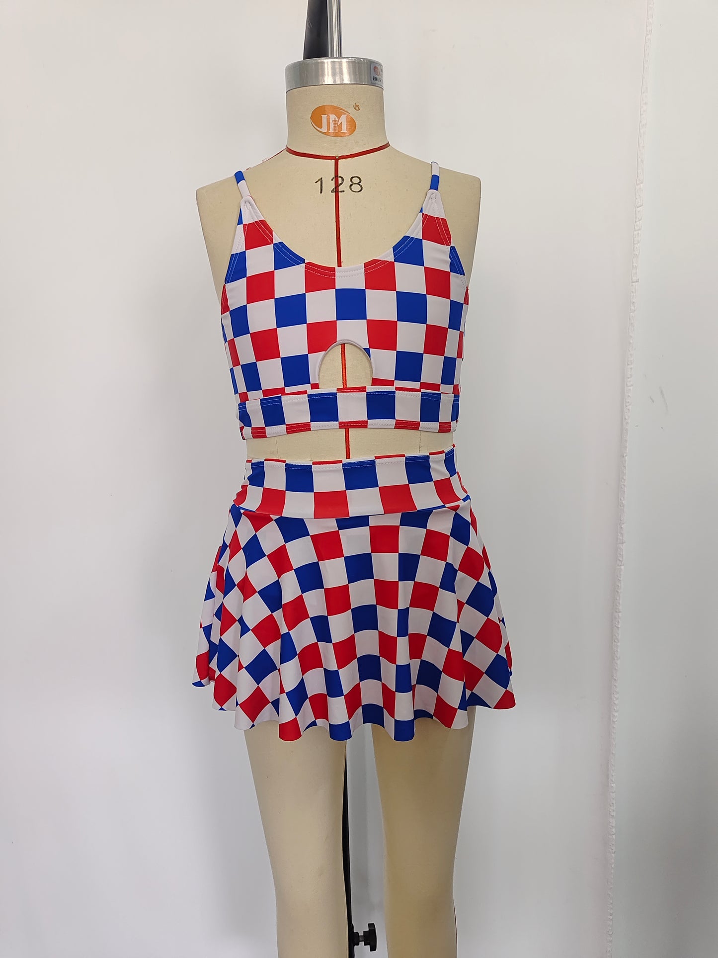 Baby Girls Summer Red Blue Checkered Top Bottoms 2pcs Swimsuits