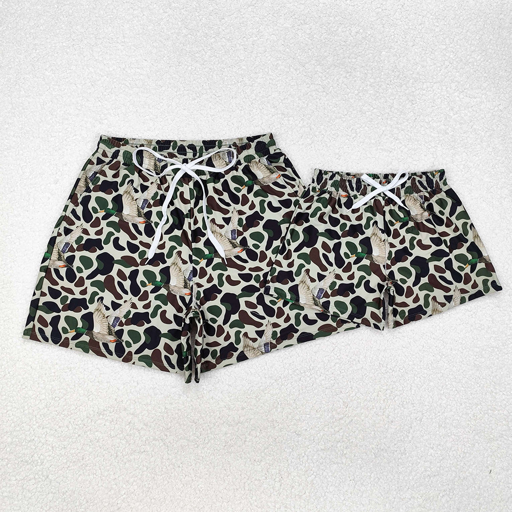 Daddy and Me Baby Boys Green Duck Camouflage Trunks Bottoms Swimsuits