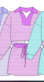 Preorder (moq 5)Baby Girls Yoga Lavender Stripes Long Sleeve Top Skirts Clothes Sets